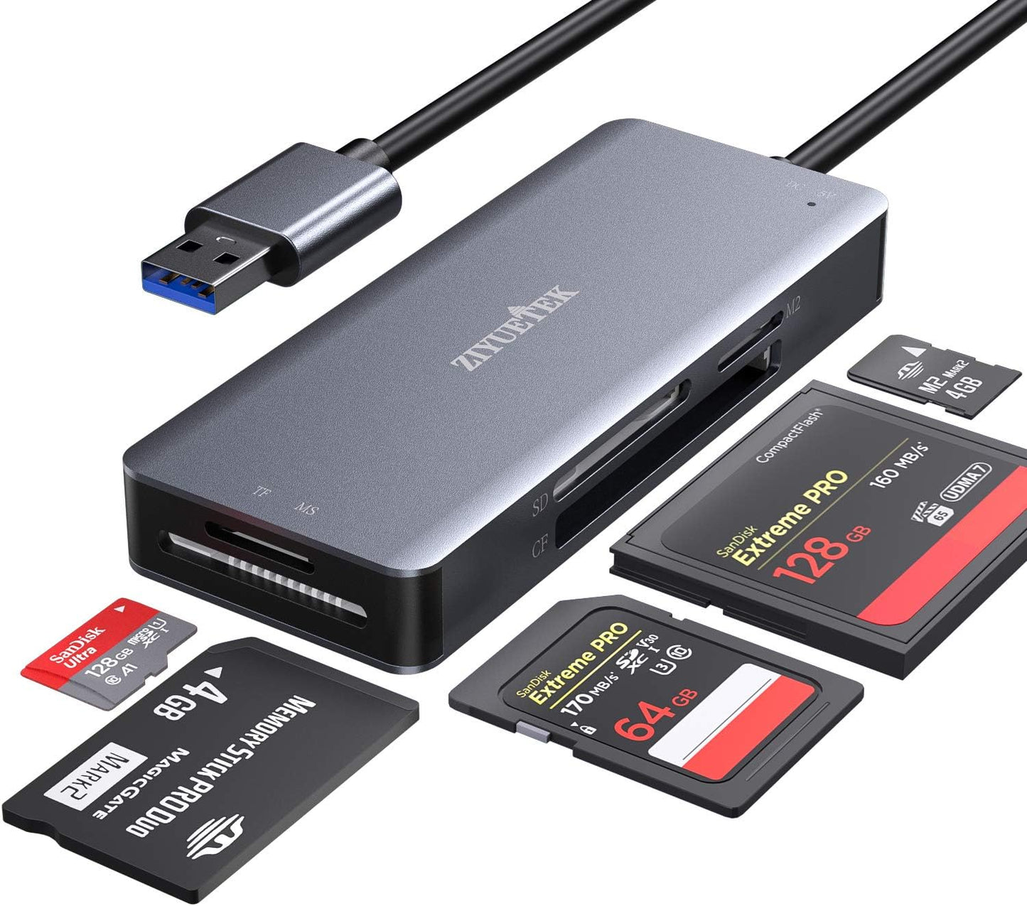 ZIYUETEK CF Card Reader: 5Gbps Read Speed, 5 Cards at Once!