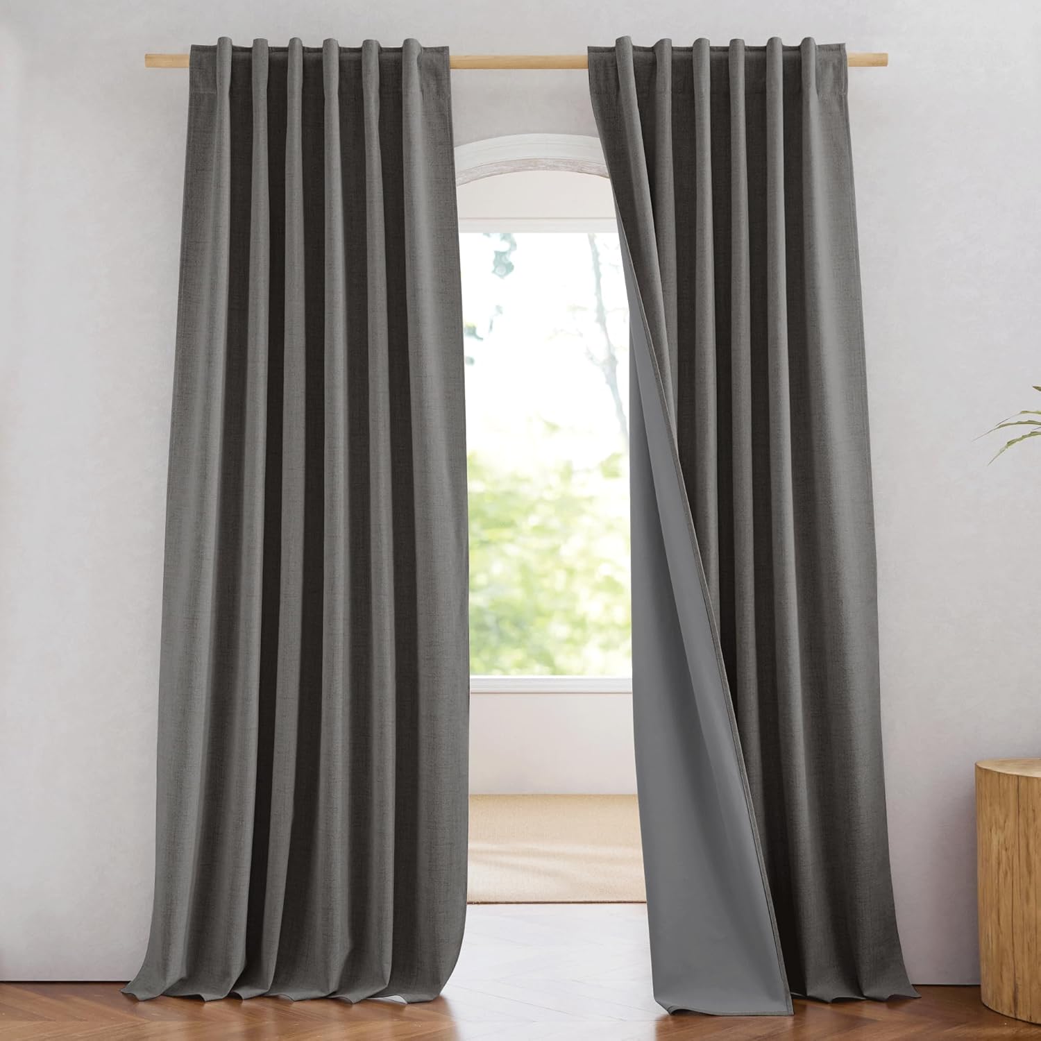 NICETOWN 100% Blackout Grizzle Gray Curtains for Bedroom