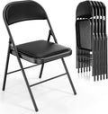 VINGLI 6 Pack Folding Chairs with Padded Seats - Sturdy PU Leather