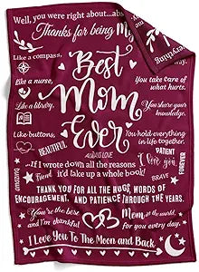 Best Mom Ever Blanket Gifts for Mothers Day - Cozy Throw