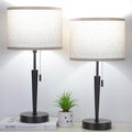 Set of 2 Bedside Table Lamps with USB C Charging Ports