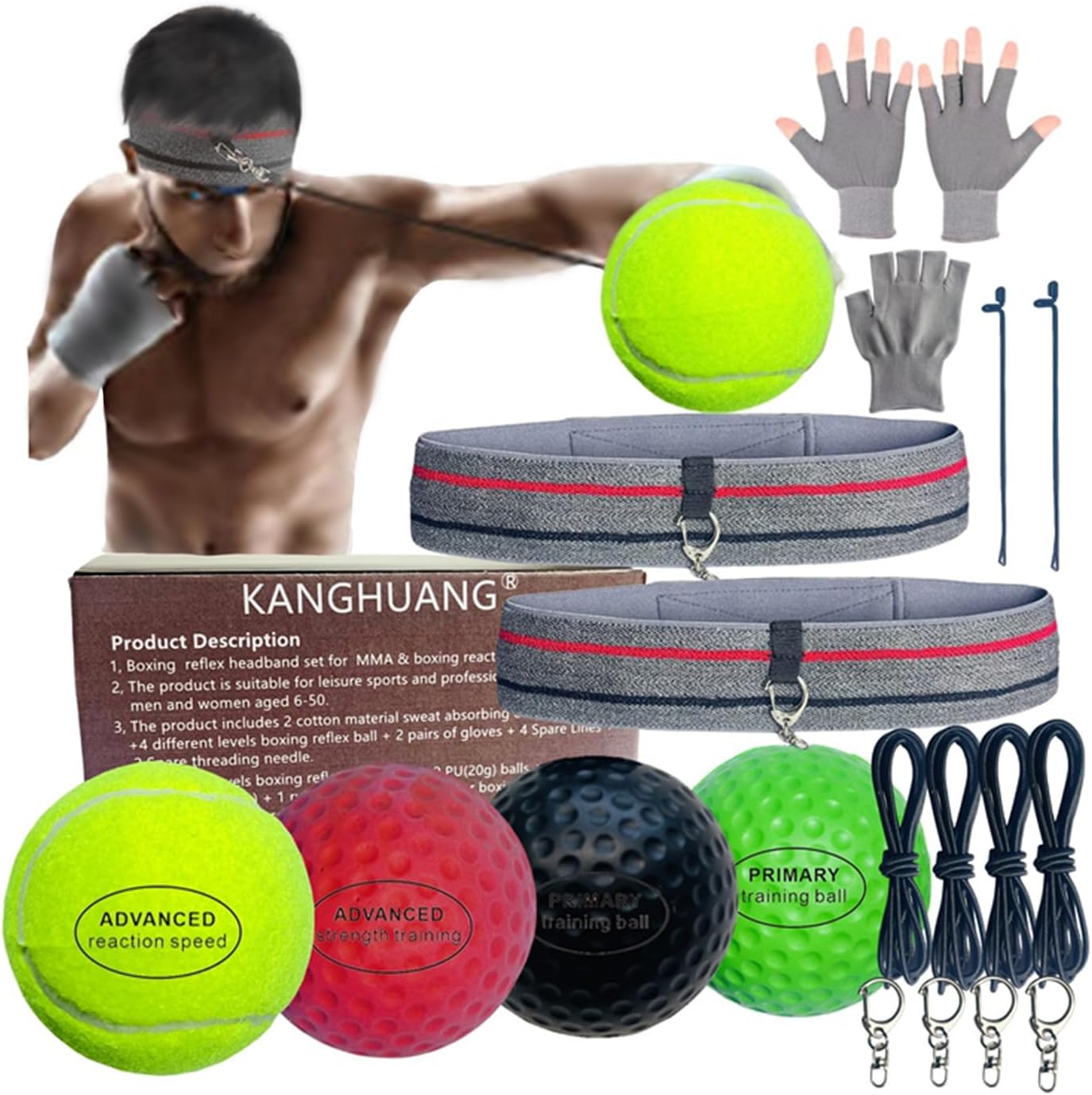 KANGHUANG Boxing Reflex Ball Set - Ultimate MMA Training