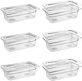 6 Pack 1/3 Size 4in Deep Clear Food Pans with Lids - Durable