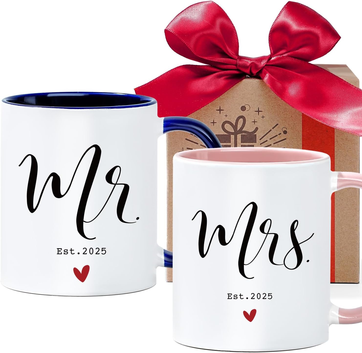 2025 Mr & Mrs Coffee Mugs Set - Perfect Newlywed Gift!