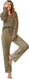 Waffle Knit Pajama Sets Women Long Sleeve Lounge Set - Cozy Fit