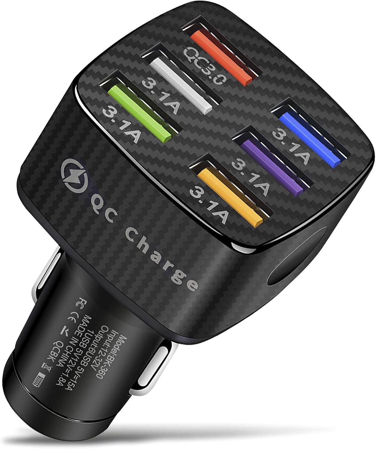6-Port Fast Car Charger for iPhone & Samsung - Quick Charge 3.0