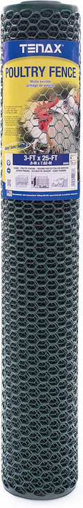 Tenax 090786 Poultry Fence Green 3x25 ft - Durable Garden Barrier