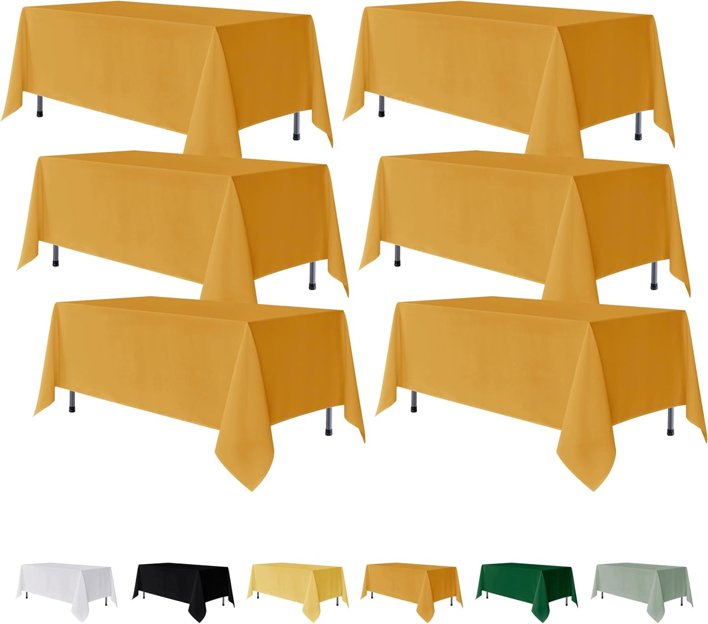 Fitable 6 Pack Gold Rectangle Table Clothes for Events and Parties