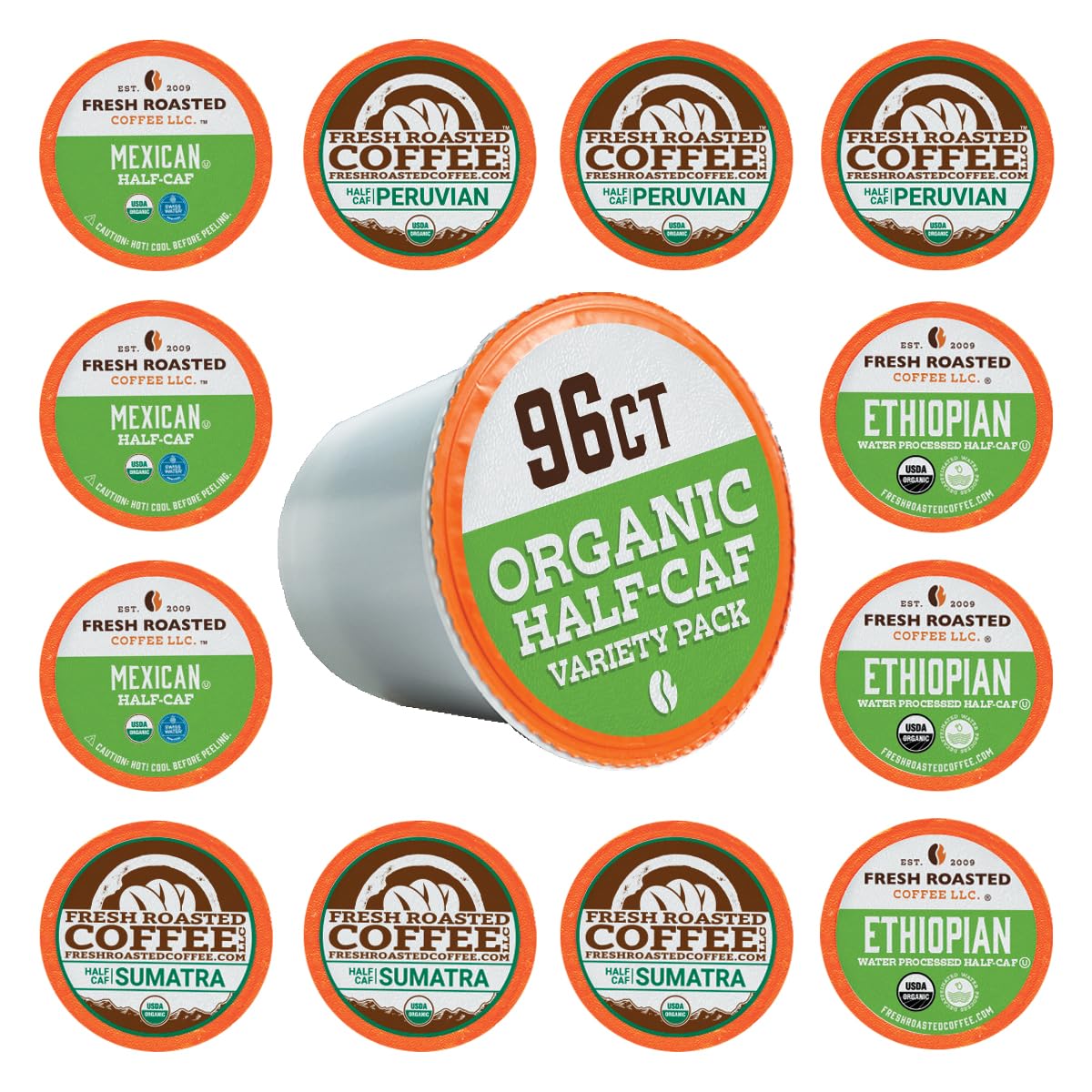 Organic Half-Caf Variety Pack 96 Pods
