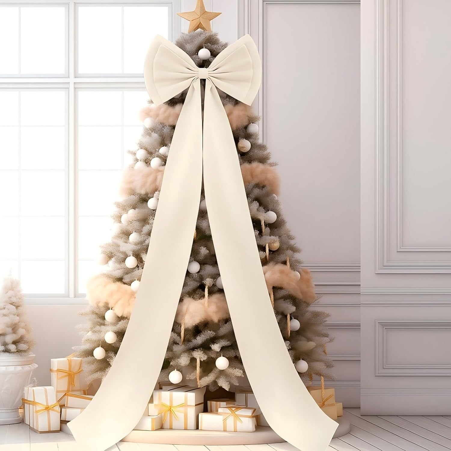 Giant Bow Decor Christmas Tree Topper for Weddings and Parties