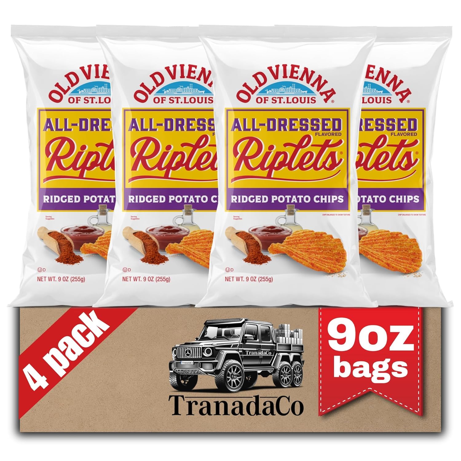 All-Dressed Flavored Riplets Potato Chips 9oz Bags (4 Pack)