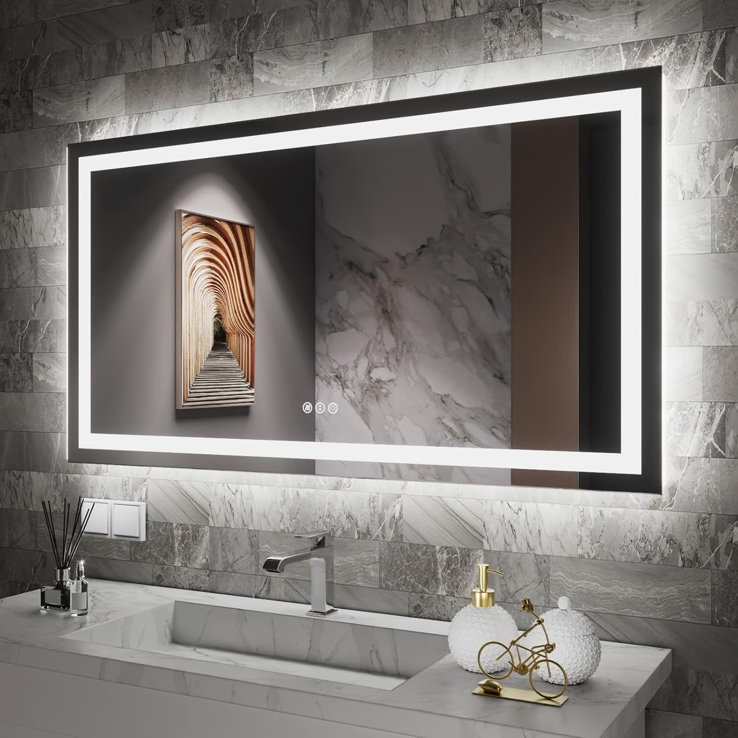 Amorho LED Bathroom Mirror with Front and Backlight Features