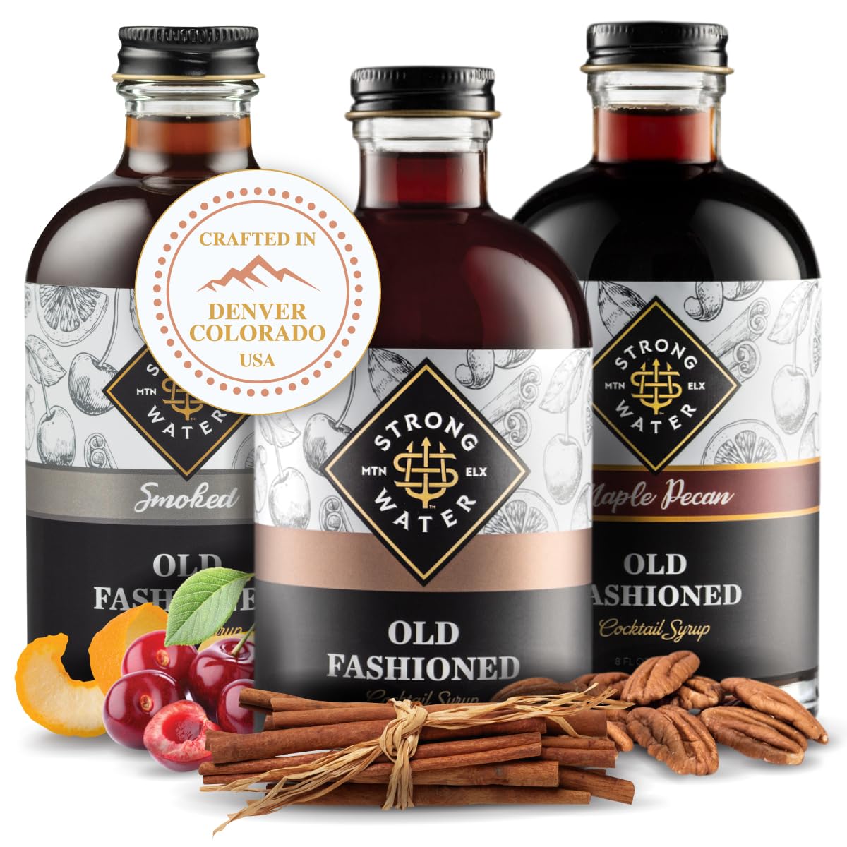 Strongwater Old Fashioned Craft Cocktail Mixer - 3 Pack Gift Set