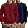 Men's Big and Tall Long Sleeve Cotton Tee 3-Pack - Comfortable 5%