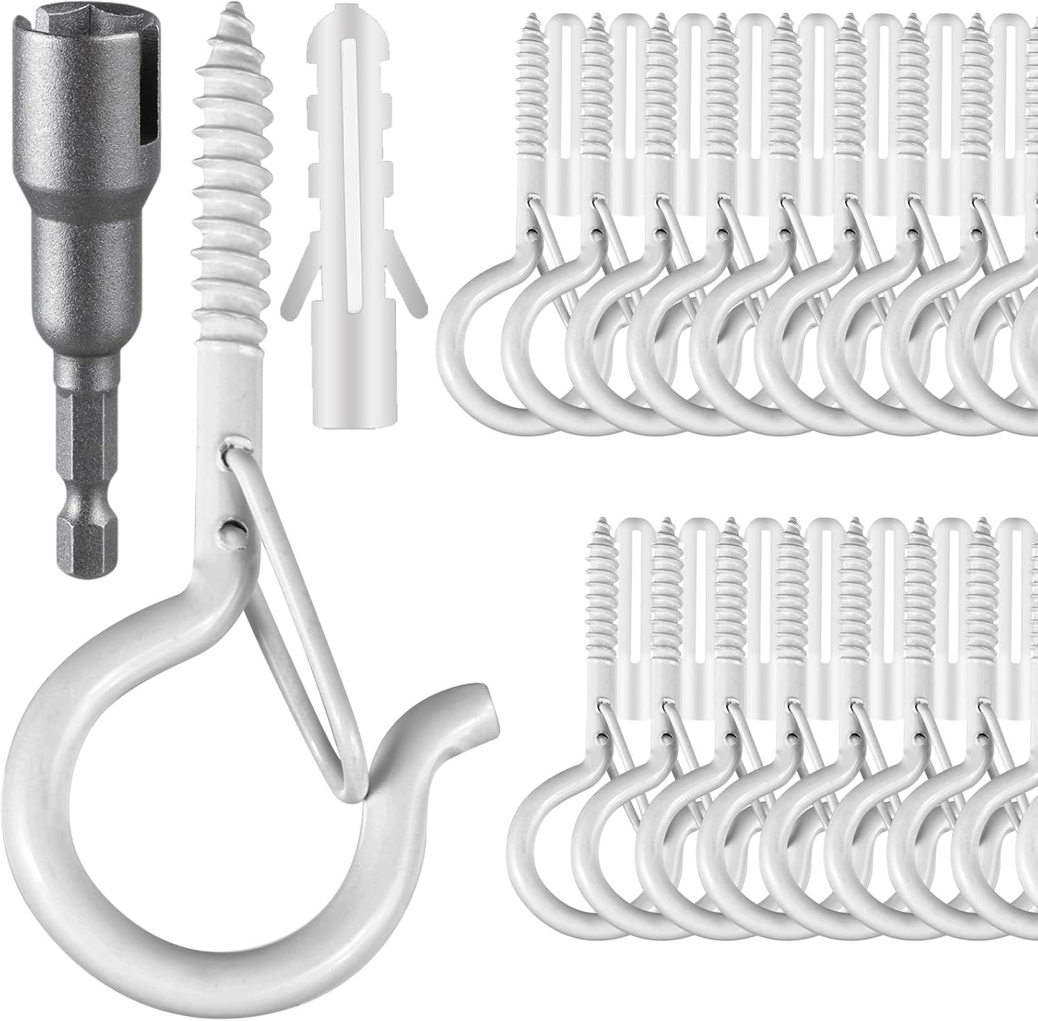 100 Pcs Screw-in Hooks for Outdoor String Lights and More