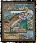 Walleye Fishing Woven Throw Blanket 50in x 60in - Cozy Tapestry
