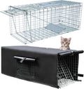 Live Animal Trap Cage with Cover - Humane Folding Cage for Raccoons