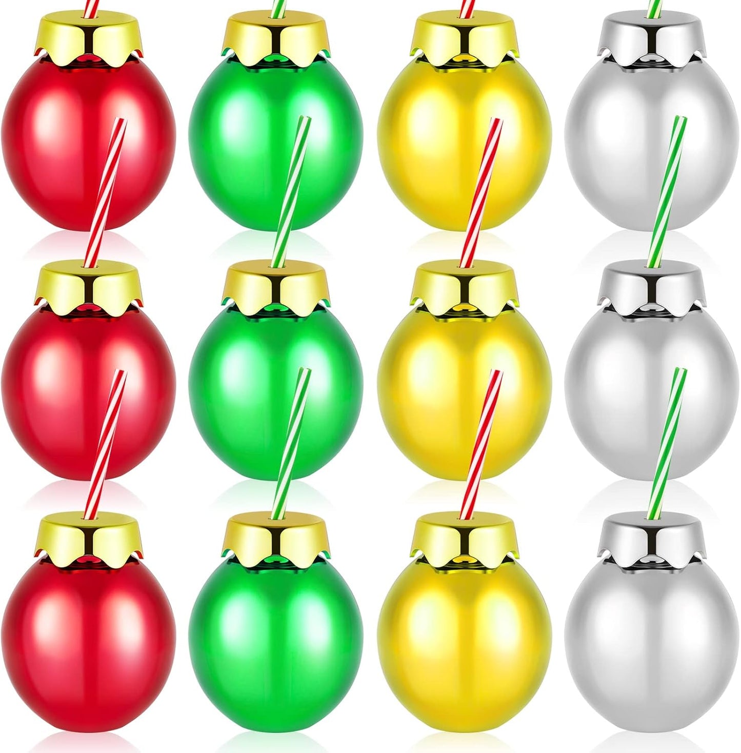 12 Pcs Christmas Plastic Balls Cups for Festive Party Fun
