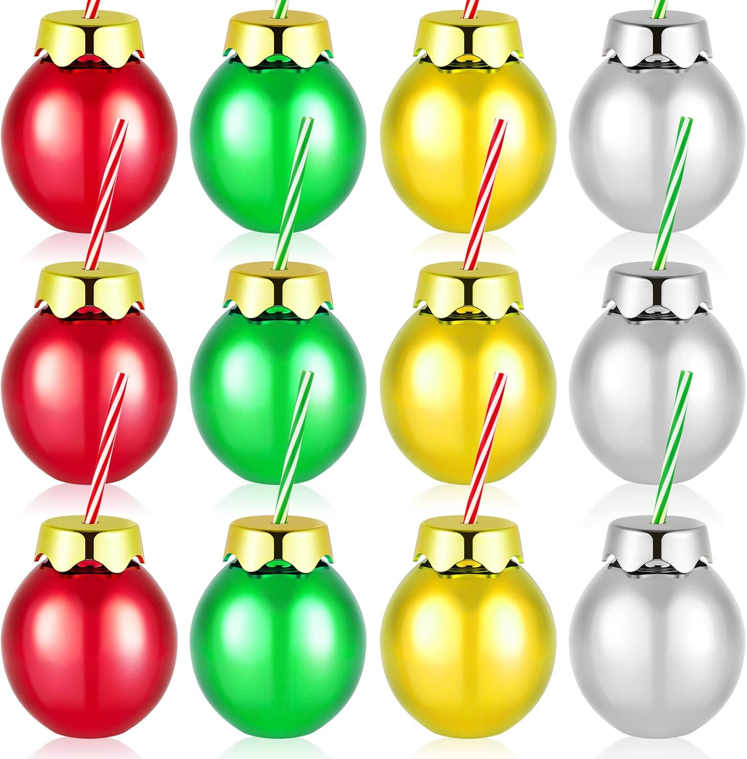 12 Pcs Christmas Plastic Balls Cups for Festive Party Fun