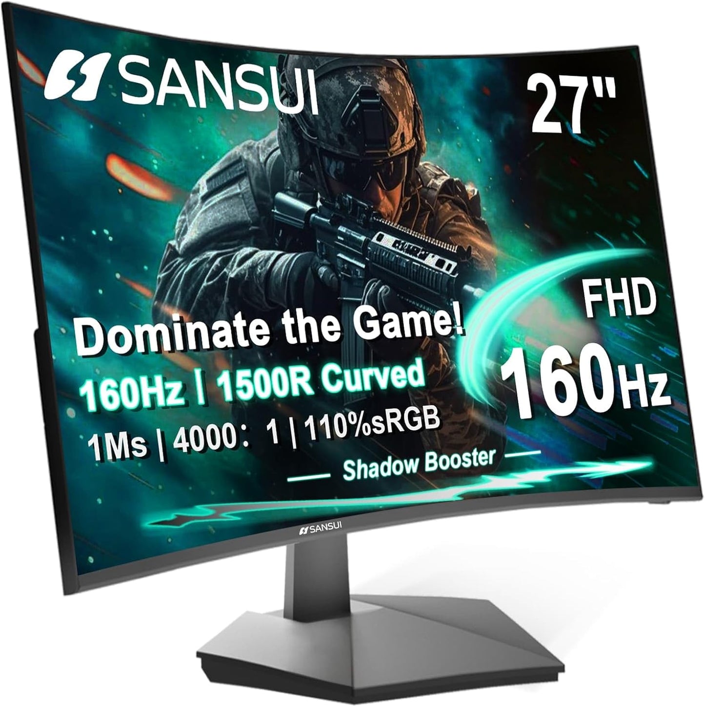 SANSUI 27 Inch Curved 160Hz Gaming Monitor for Ultimate Play