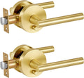 Gold Door Handle 2 Pack Brushed Privacy Lever - Heavy Duty