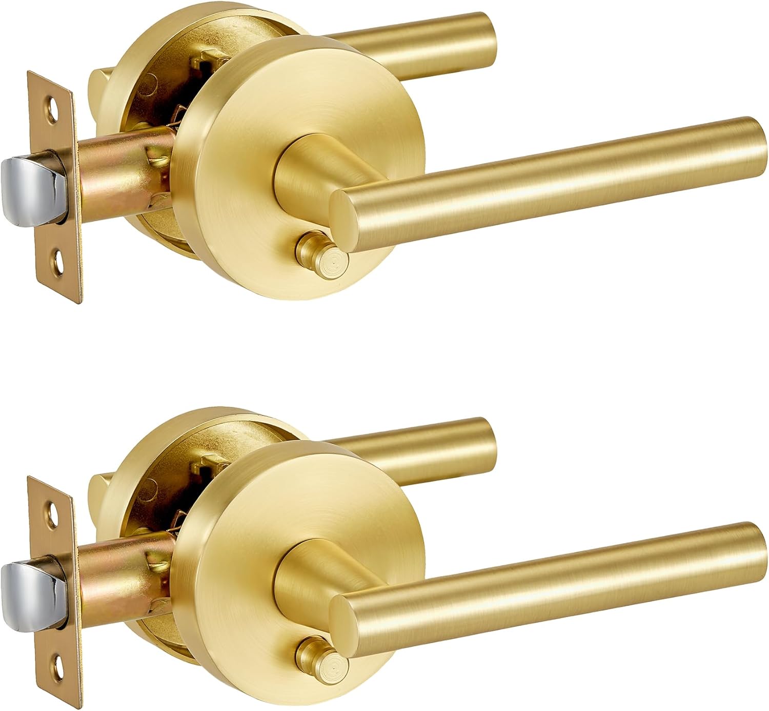 Brushed Gold Interior Lever Handle for Bedroom and Bathroom