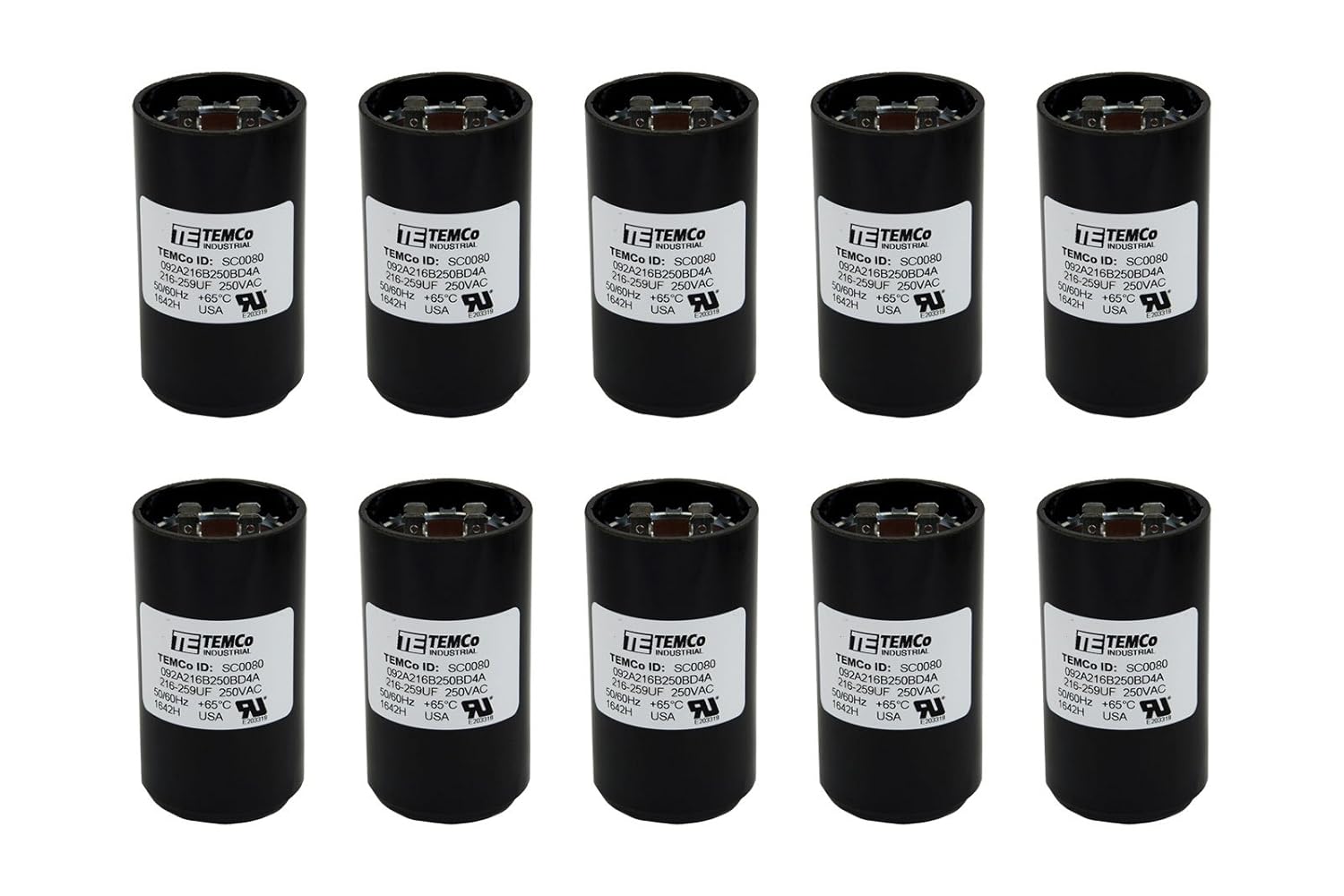 10 Pack 216-259 uF MFD CD60 Start Capacitor for HVAC Needs