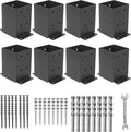 AXWHYS 44 Post Base 8 Pcs Heavy Duty Black Metal Brackets