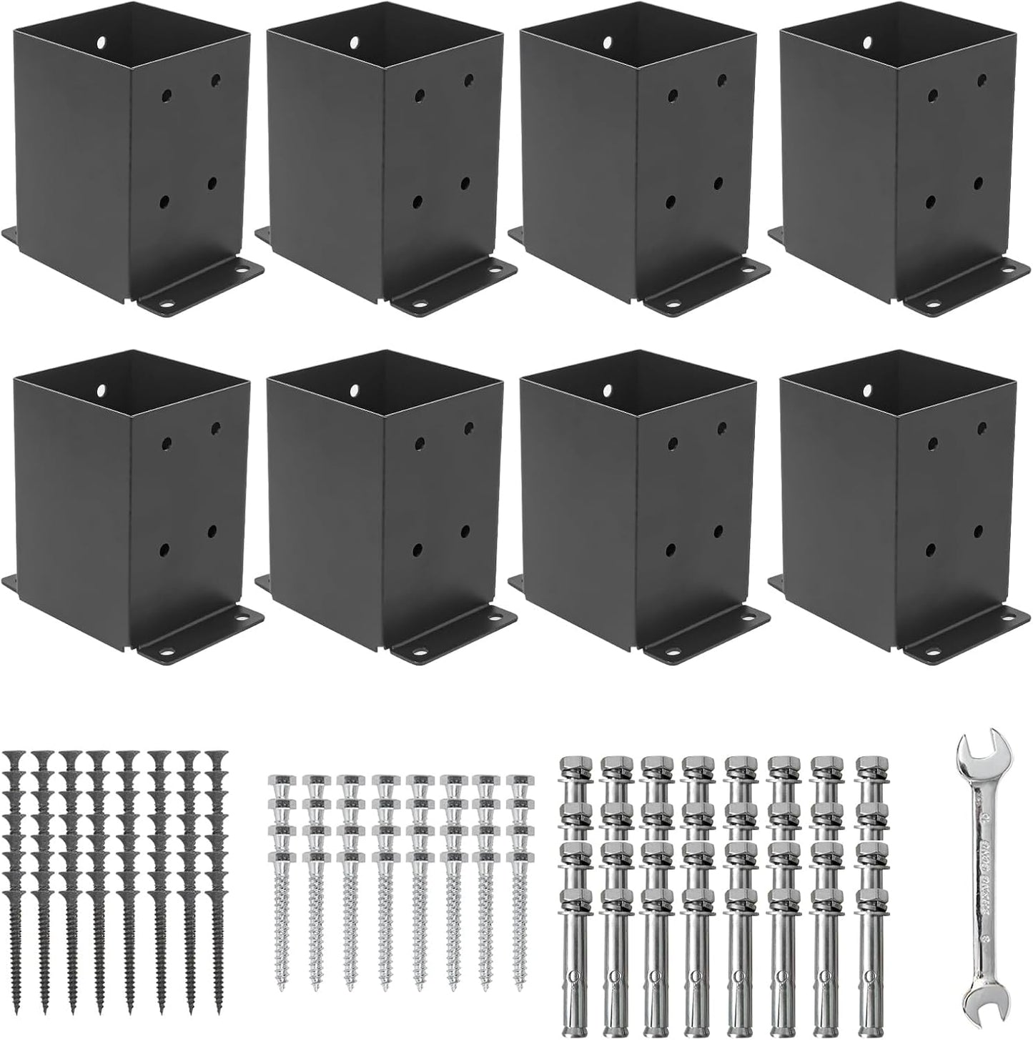 AXWHYS 44 Post Base 8 Pcs Heavy Duty Black Metal Brackets