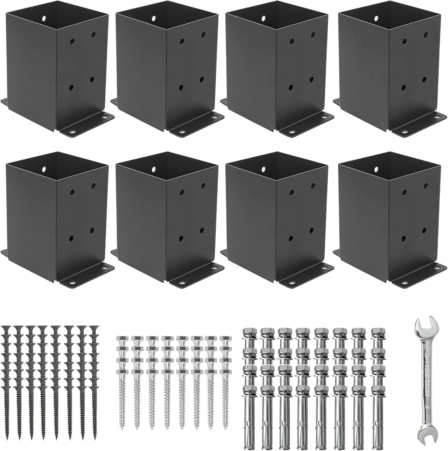 AXWHYS 44 Post Base 8 Pcs Heavy Duty Black Metal Brackets