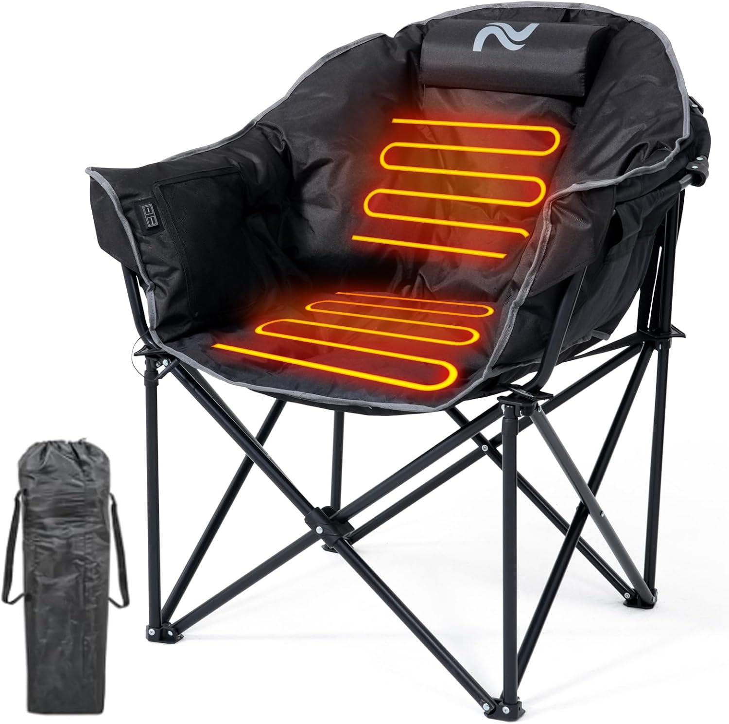 Oversized Heated Camping Chair with 3 Heat Levels for Comfort
