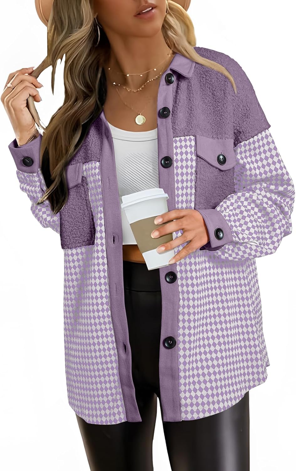 SHEWIN Shackets for Women: Stylish Long Sleeve Plaid Jackets