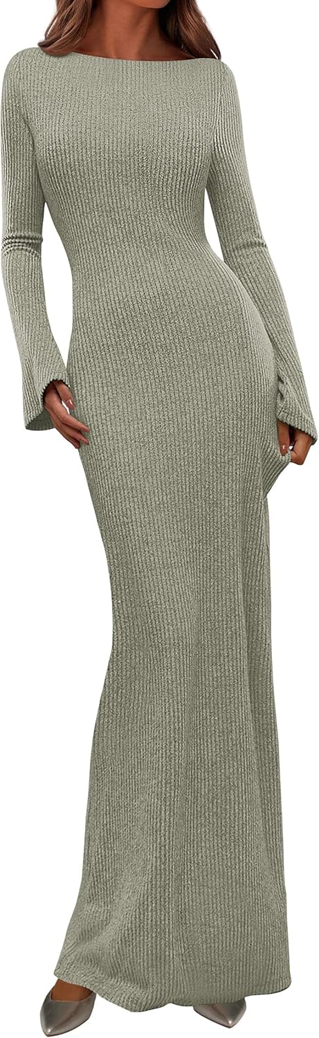PRETTYGARDEN Women's Fall Fashion Long Sleeve Maxi Dress