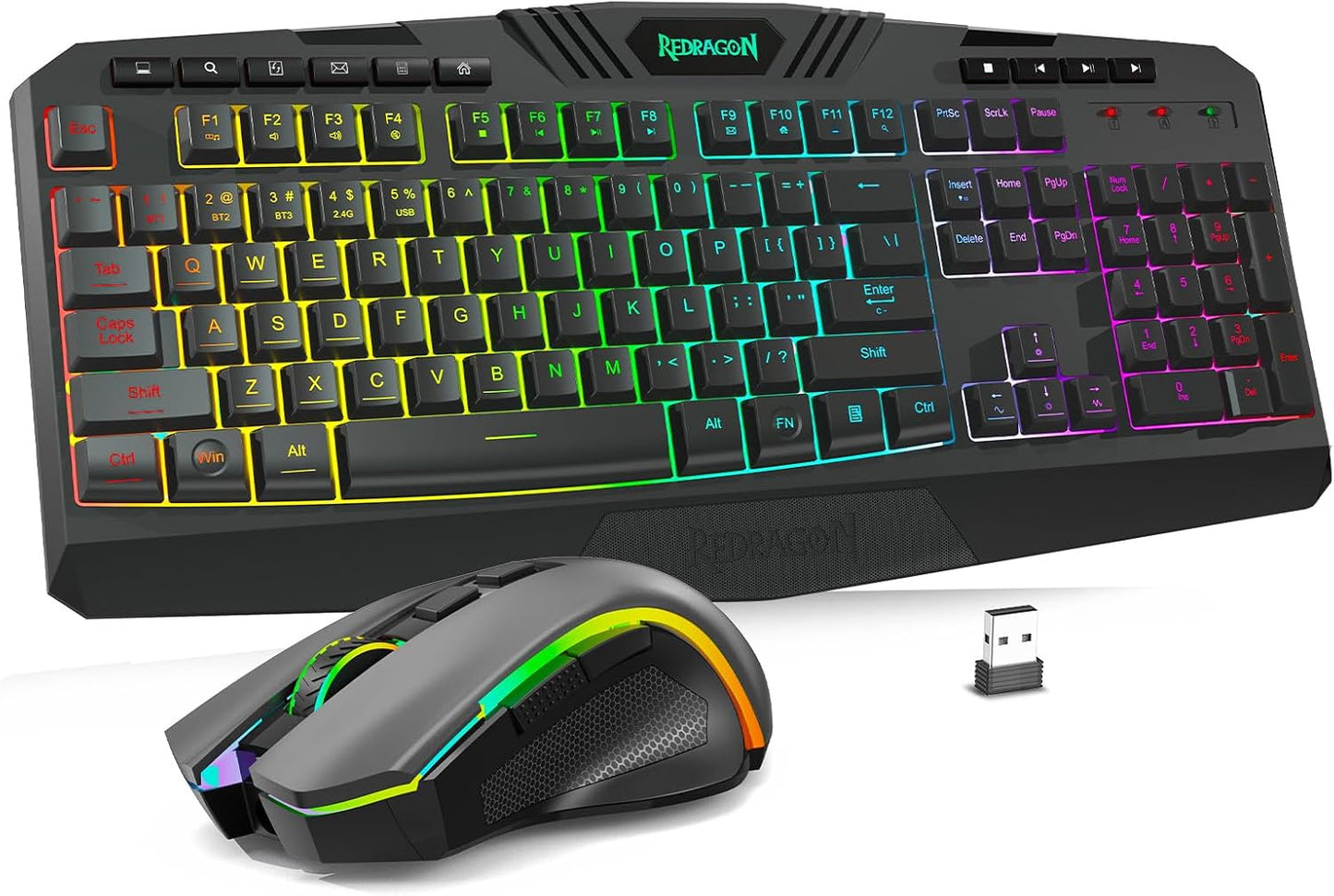 Redragon Wireless Gaming Keyboard & Mouse Combo - Tri-Mode, RGB, 4800 DPI