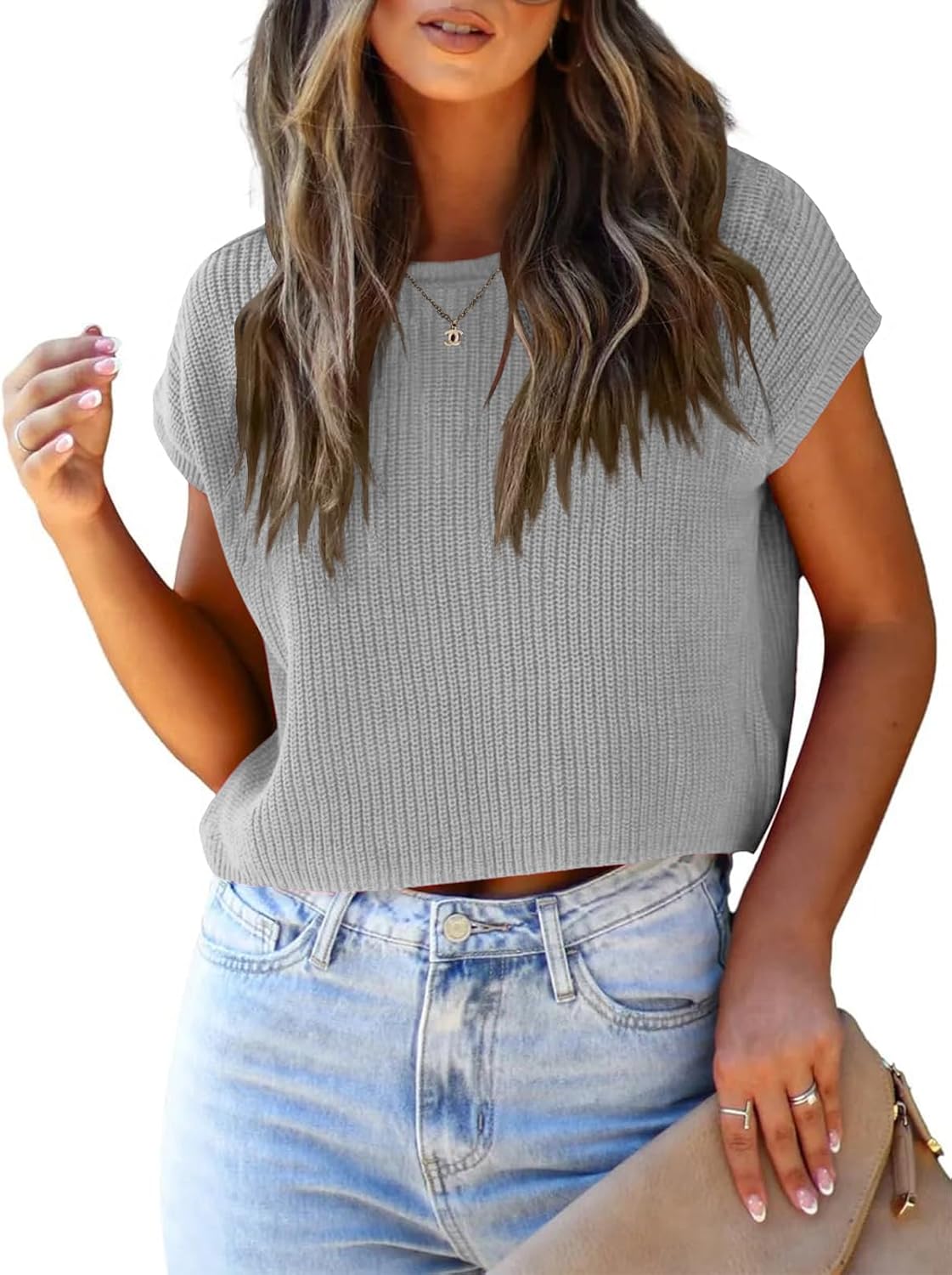 Trendy Womens Summer Cropped Sweater Vest for Stylish Looks