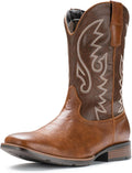 IUV Cowboy Boots For Men Wide Square Toe - Durable Western Style Shoes
