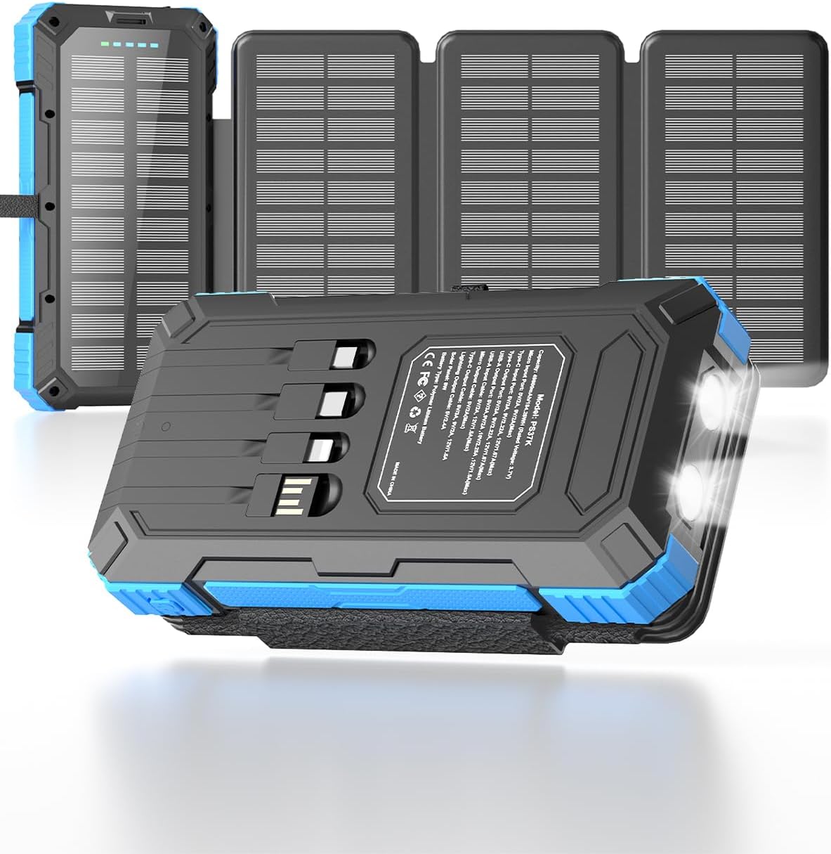 Solar Charger Power Bank 49800mAh with Built-in Cables & Panels
