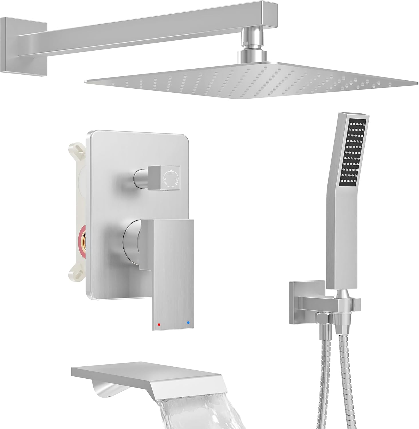 All Metal Tub Shower System with 12-Inch Rain Shower Head