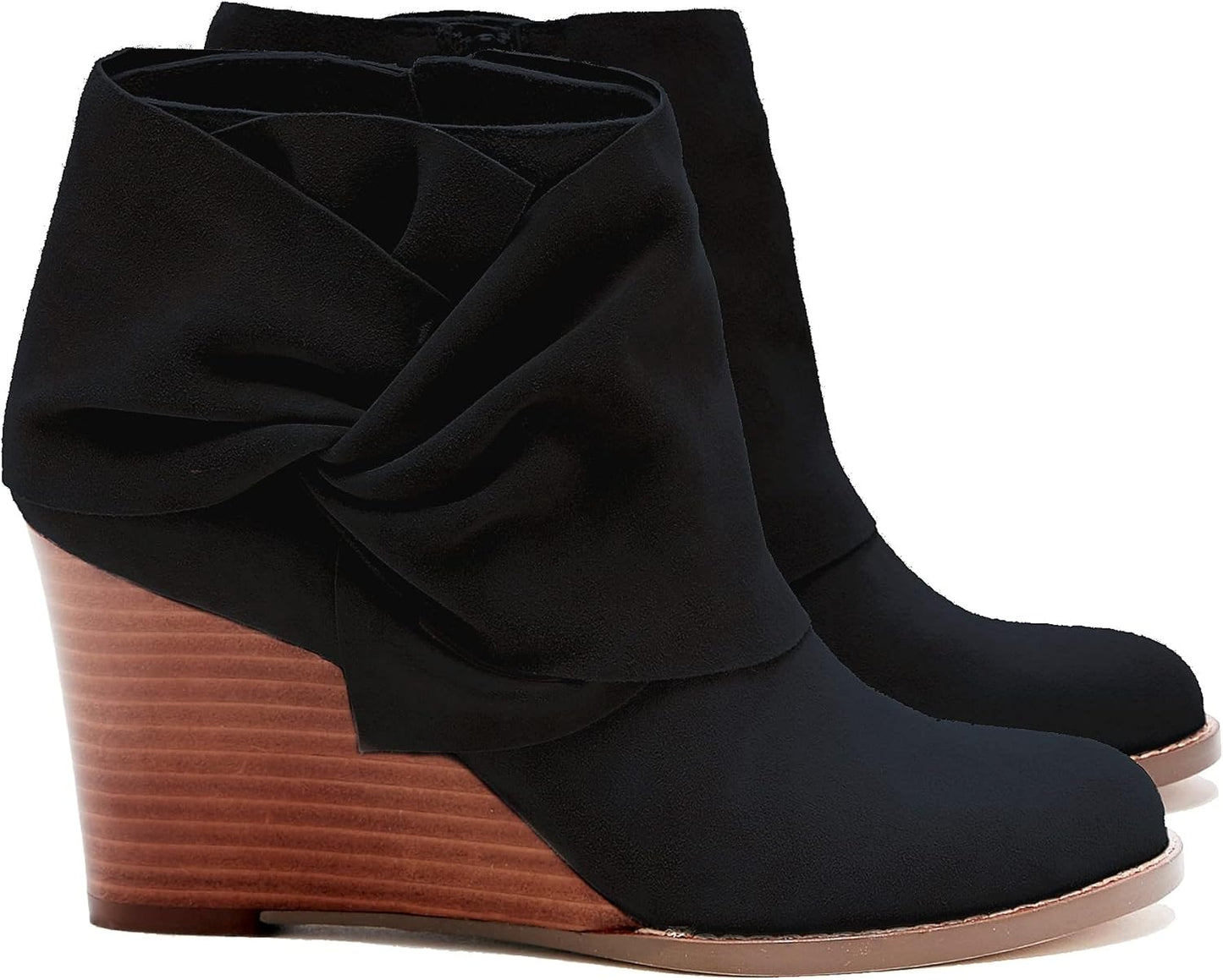 Fashare Womens Wedge Booties with Bow Knot for Winter Style