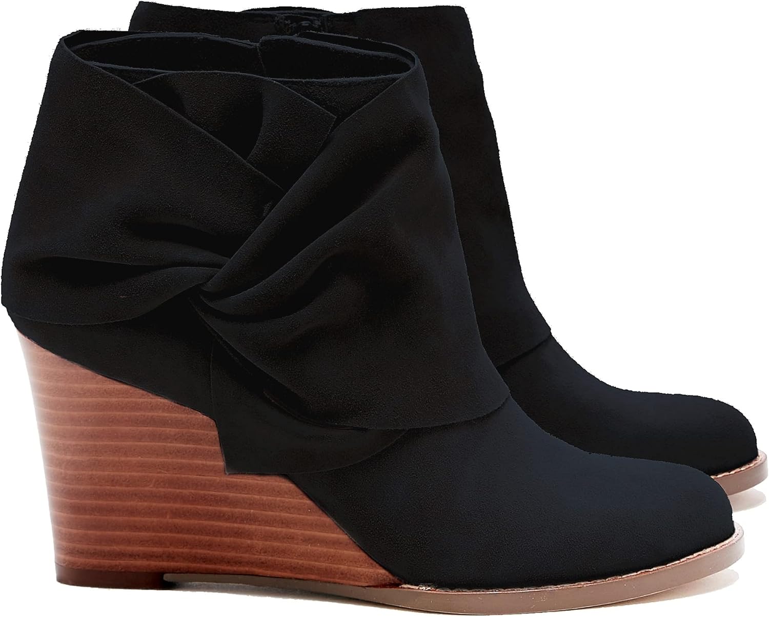Fashare Womens Wedge Booties with Bow Knot for Winter Style
