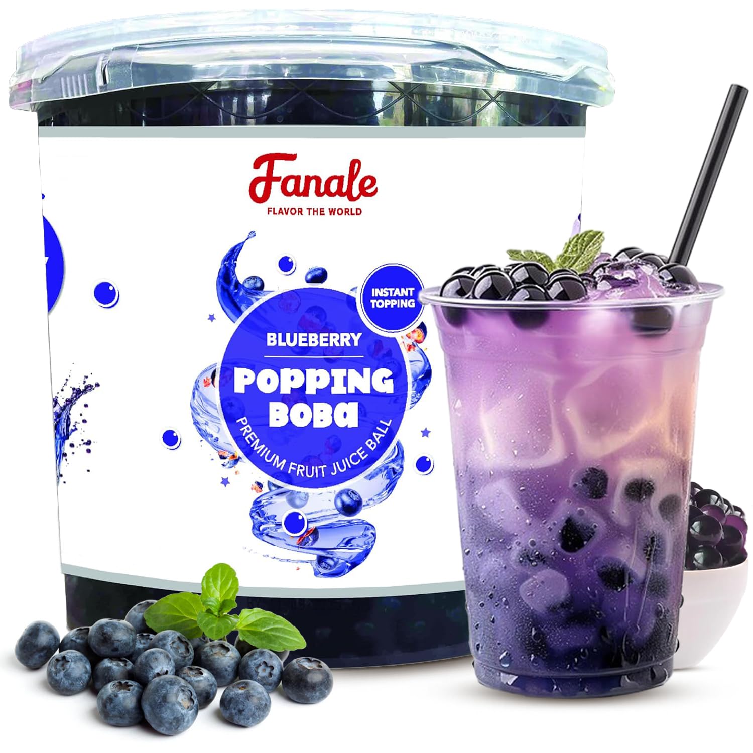 Fanale Blueberry Popping Boba Pearls for Delicious Drinks