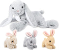 MaoGoLan 4Pcs Easter Bunny Stuffed Animals with 3 Babies Inside - Cozy