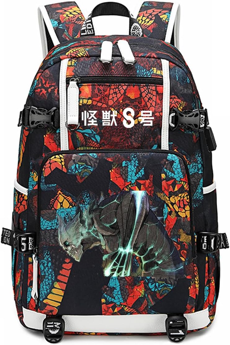 ISaikoy Anime Kaiju No. 8 Backpack with USB Charging Port