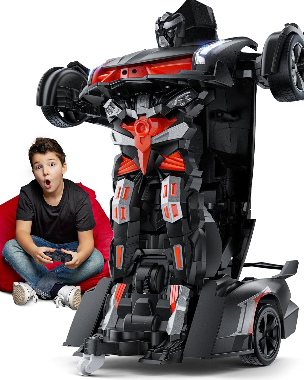 2-in-1 RC Car Robot - Transform Toy with Lights & Sounds