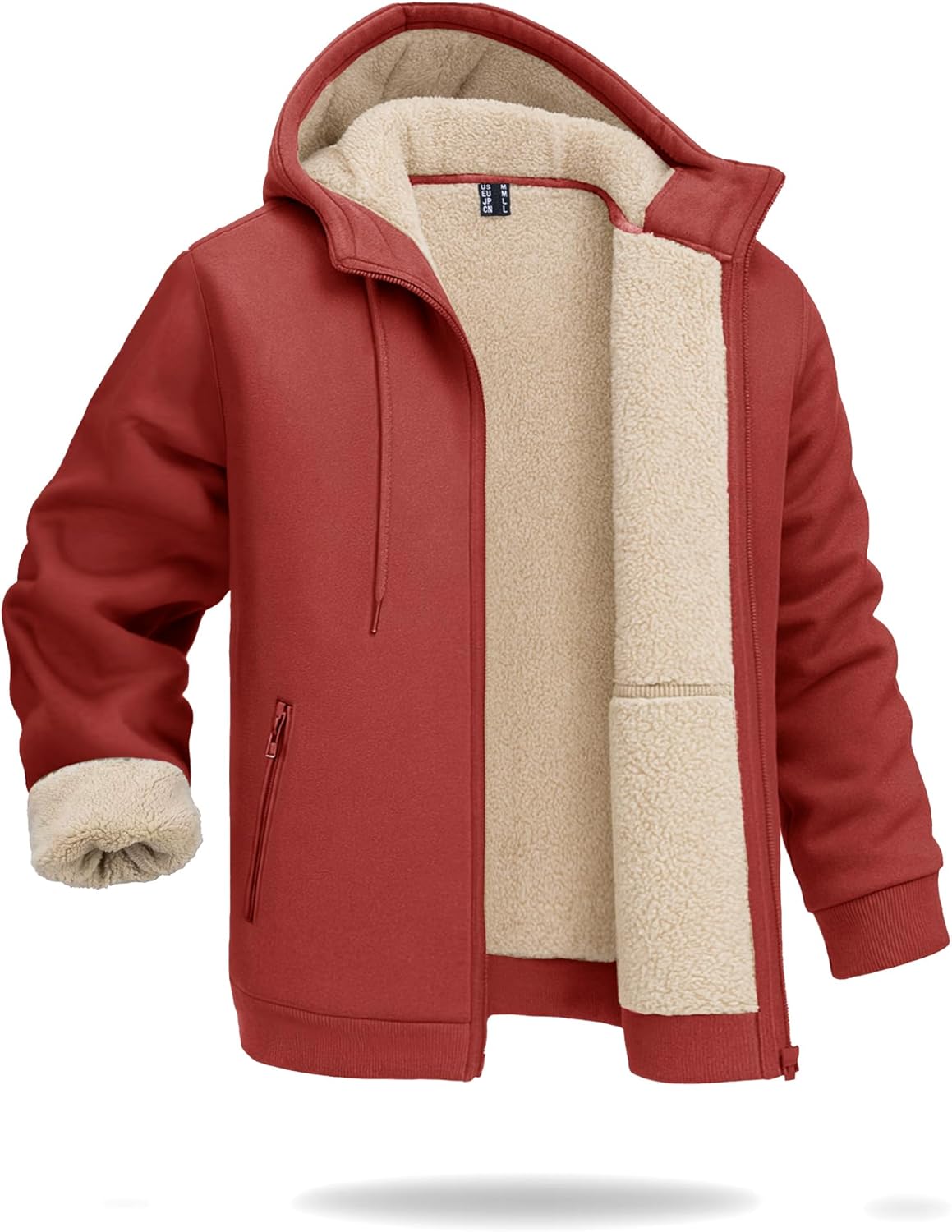 Men's Sherpa Lined Hoodie Jacket for Winter Warmth and Comfort