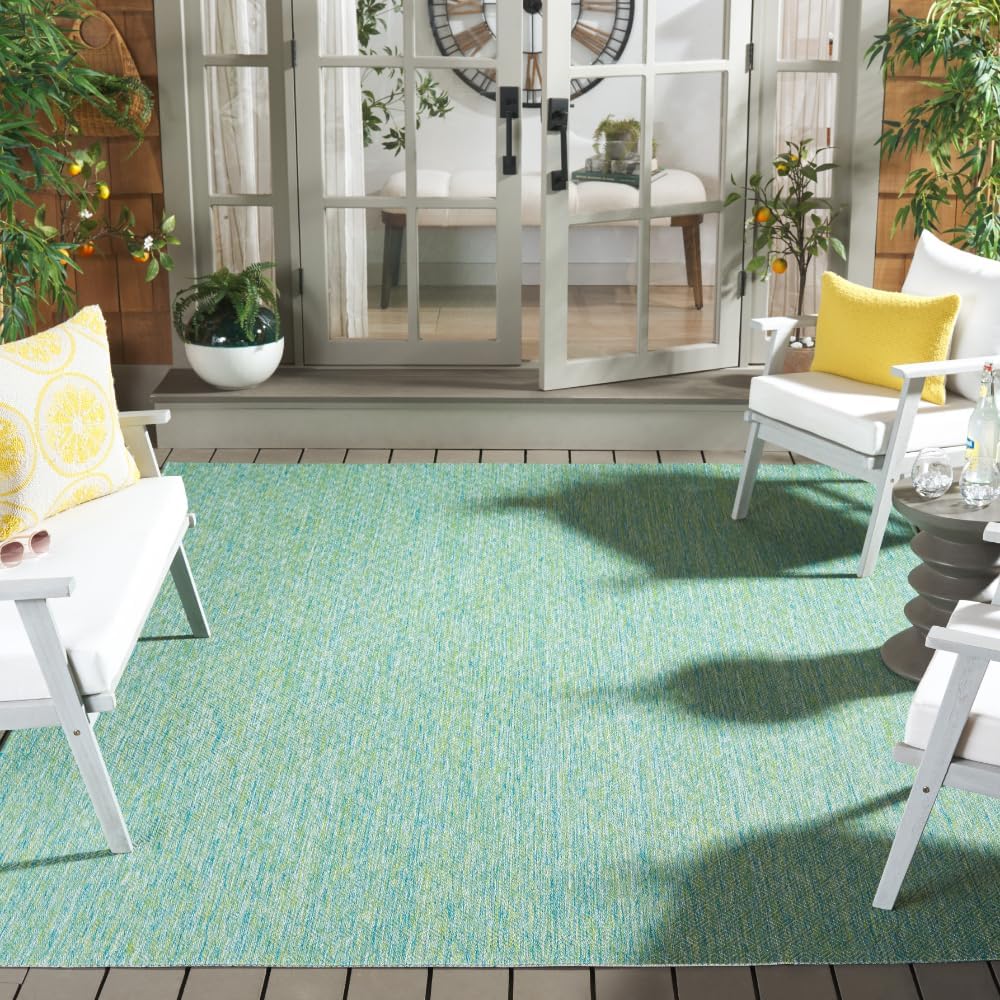 SAFAVIEH Courtyard Collection 9ft x 12ft Green/Blue Area Rug