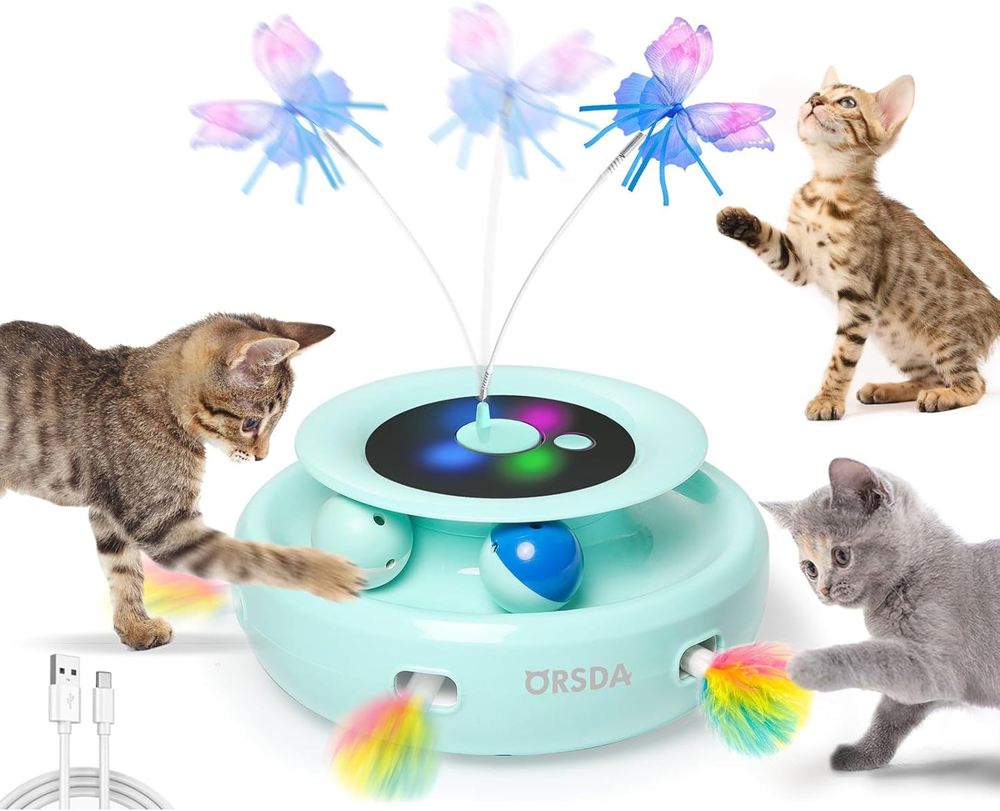 ORSDA 3-in-1 Automatic Cat Toy - Interactive Fun!