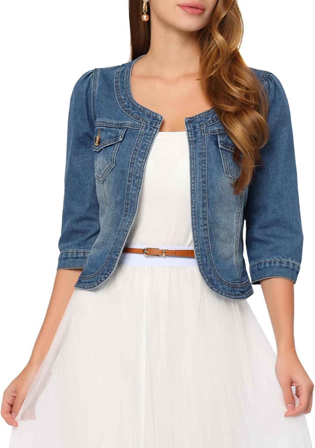 Collarless Denim Jacket for Women by Allegra K - Chic Style
