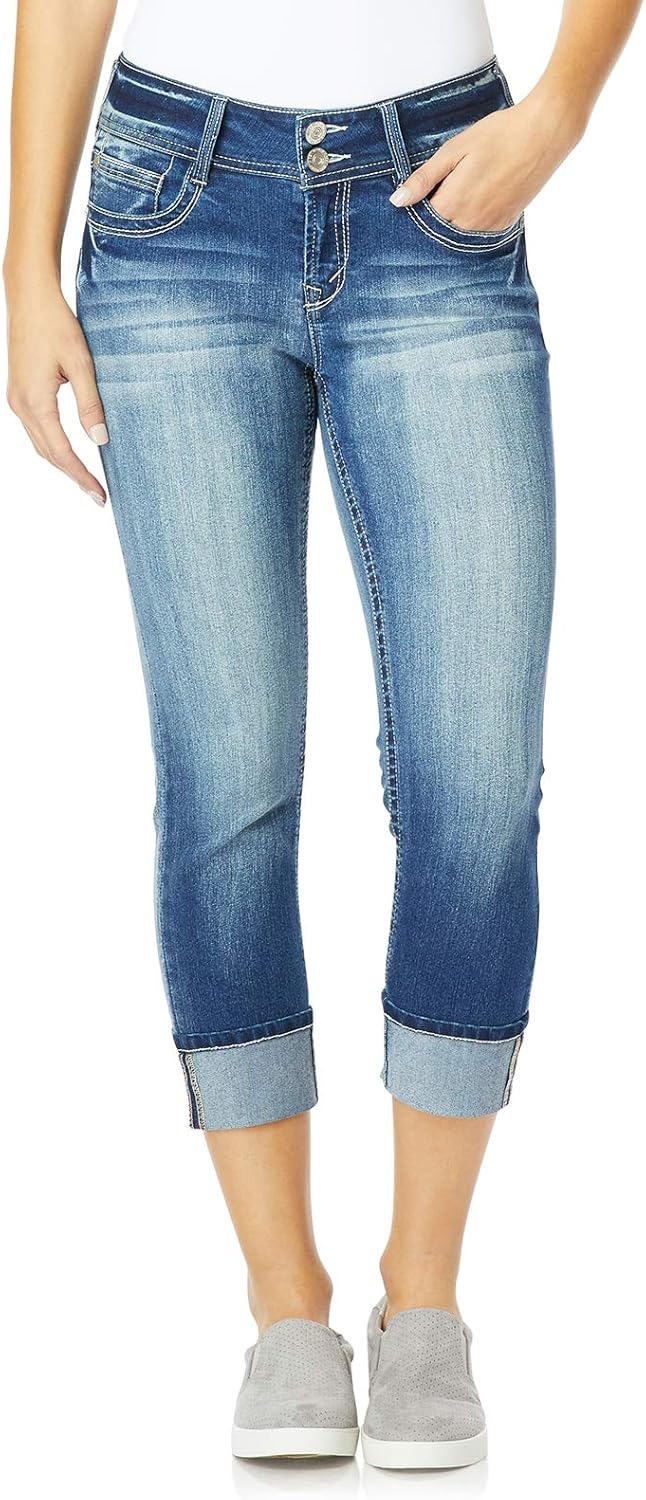 WallFlower Women's Luscious Curvy Crop Mid-Rise Jeans for All
