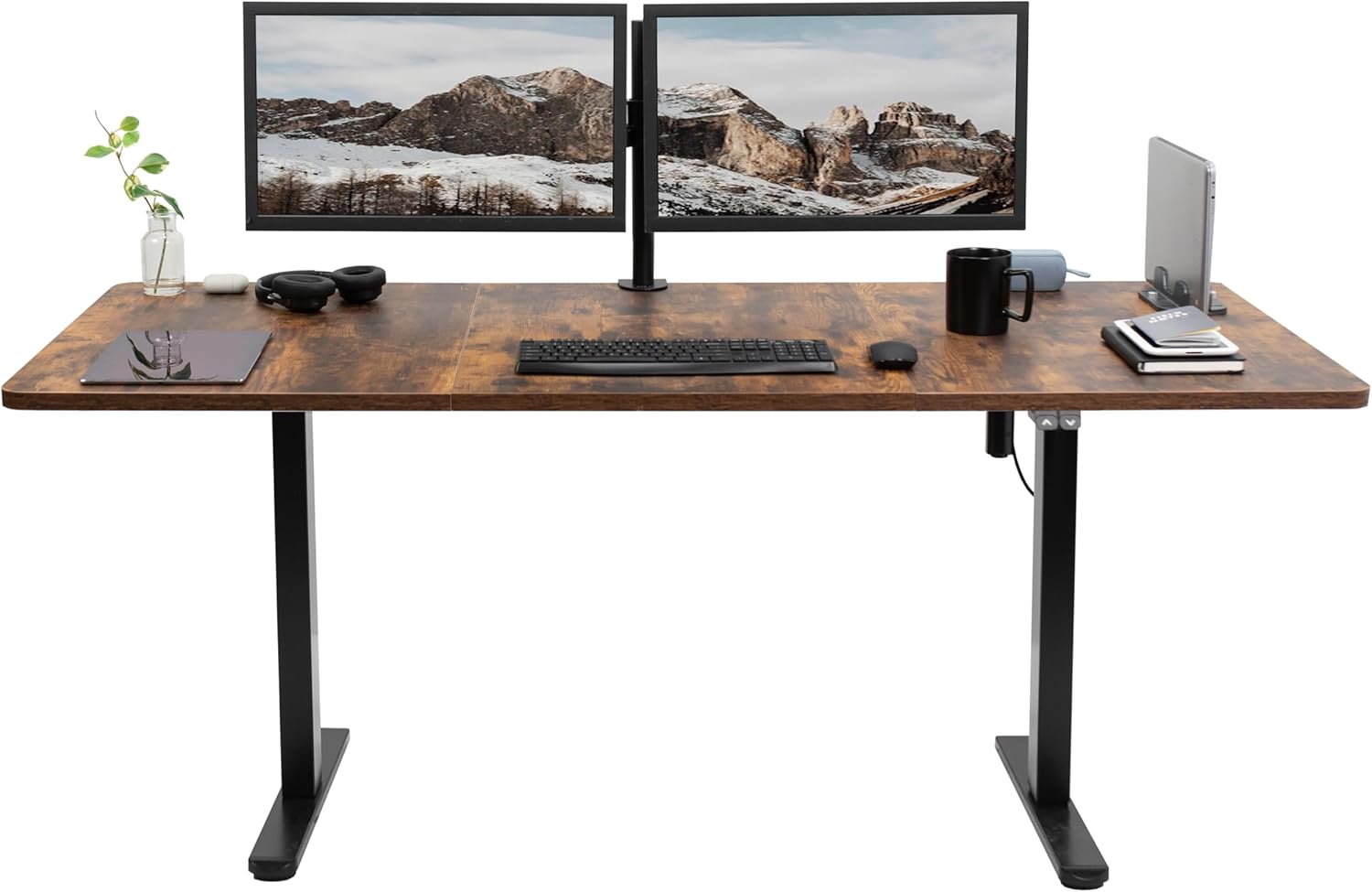 VIVO Electric Rustic Stand Up Desk with Height Adjustable Features